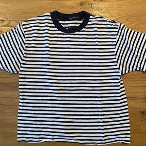 Brandy Melville Blue and White Stripe Tshirt